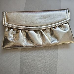 Metallic Leather Gold Clutch